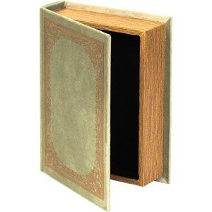 Decorative Vintage Book Shaped Trinket Storage Box - Antique Green